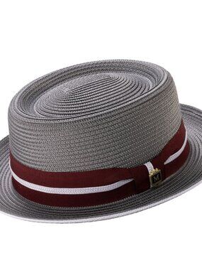 Montique Mens Pork Pie Hat H-92 Grey NWT